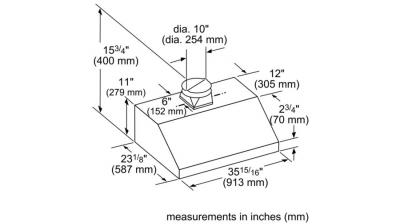 36" Thermador Low-Profile Wall Hood, 1000 CFM - HMWB361WS