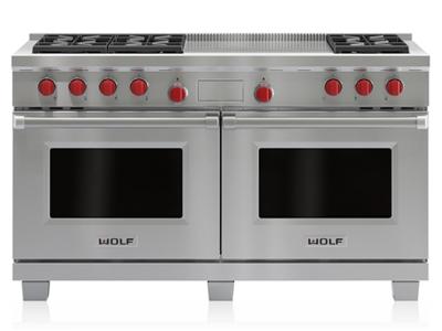 60" Wolf Dual Fuel Range 6 Burners and French Top DF606F - DF606F-LP