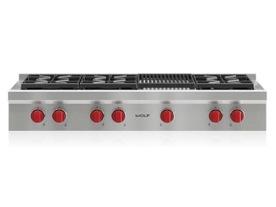 48" Wolf Sealed Burner Rangetop 6 Burners and Infrared Charbroiler - SRT486C-LP