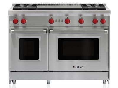 48" Wolf Gas Range - 4 Burners and Infrared Dual Griddle - GR484DG-LP