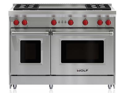 48" Wolf Gas Range with 4 Burners and Infrared Dual Griddle - GR484DG-LP