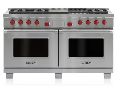 60" Wolf Dual Fuel Range 6 Burners, Infrared Charbroiler and Infrared Griddle - DF606CG-LP