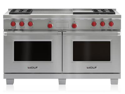 60" Wolf Dual Fuel Range 4 Burners, Infrared Griddle and French Top - DF604GF