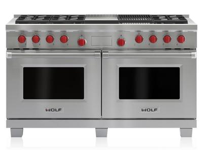 60" Wolf Dual Fuel Range 6 Burners, Infrared Charbroiler and Infrared Griddle - DF606CG