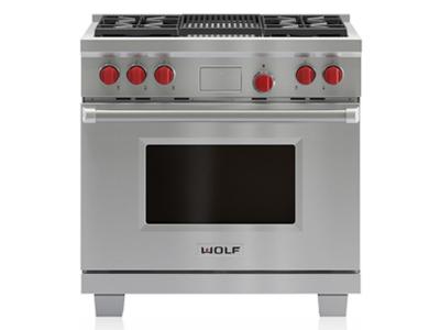 36" Wolf Dual Fuel Range 4 Burners and Infrared Charbroiler - DF364C-LP