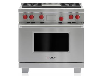36" Wolf Dual Fuel Range 4 Burners and Infrared Griddle - DF364G-LP