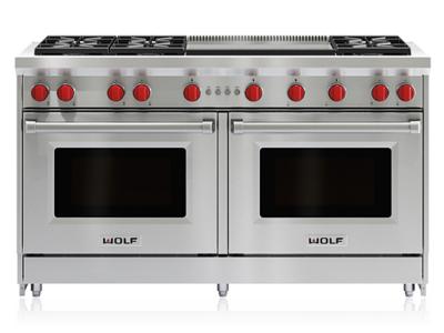 60" Wolf Gas Range - 6 Burners and Infrared Dual Griddle - GR606DG-LP