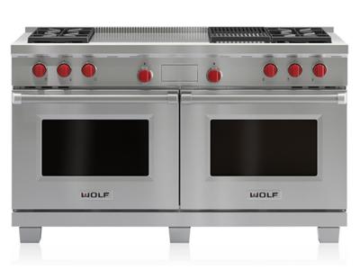 60" Wolf Dual Fuel Range  4 Burners, Infrared Charbroiler and French Top - DF604CF