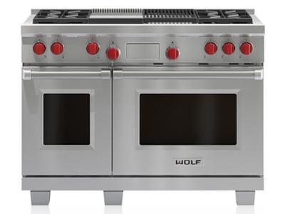 48" Wolf Dual Fuel Range 4 Burners, Infrared Charbroiler and Infrared Griddle - DF484CG