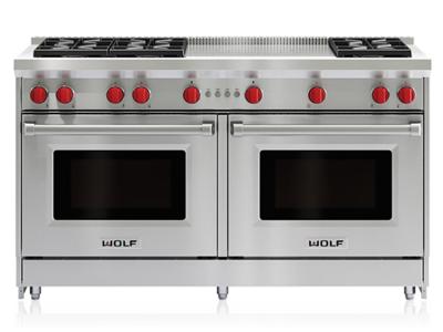60" Wolf  Gas Range with 6 Burners and French Top - GR606F