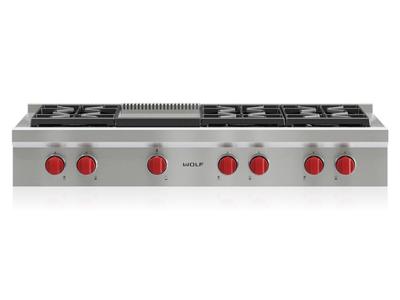 48" Wolf  Sealed Burner Rangetop With 6 Burners and Infrared Griddle  - SRT486G