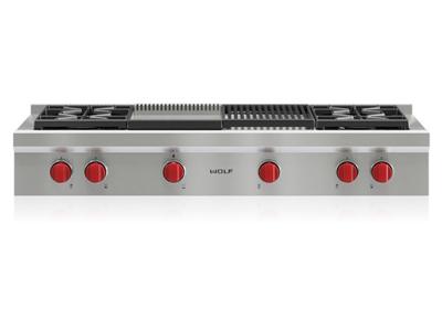 48" Wolf  Sealed Burner Rangetop  With 4 Burners, Infrared Charbroiler and Infrared Griddle  - SRT484CG