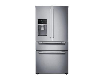 33" Samsung 25 cu.ft 4-Door French Door Refrigerator (Real Stainless) - RF25HMEDBSR