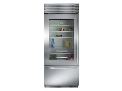 30" SubZero Built-In Over-and-Under Glass Door Refrigerator/Freezer - BI-30UG/S/TH-RH