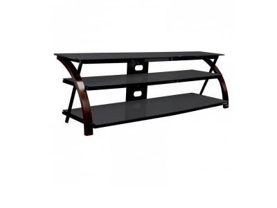 Sonora Curved Wood And Glass Tv Stand Dark Brown -  S85V65B