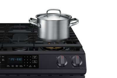 30" Samsung 6.0 Cu. Ft. Gas Range With True Convection And Air Fry in Black Stainless Steel - NX60T8511SG