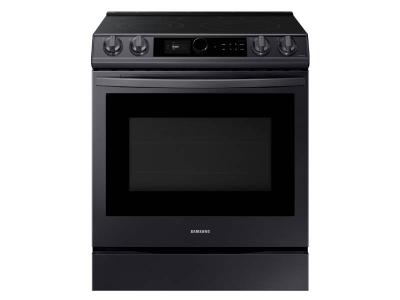 30" Samsung 6.3 Cu. Ft. Electric Range With True Convection And Air Fry In Black Stainless Steel - NE63T8711SG