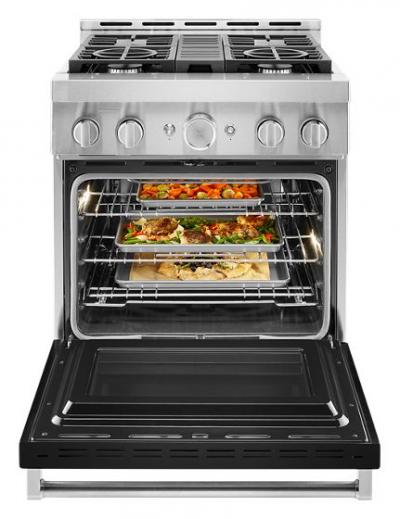 30" KitchenAid 4.1 Cu. Ft. Smart Commercial-Style Gas Range With 4 Burners - KFGC500JBK