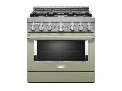 36" KitchenAid 5.1 Cu. Ft. Smart Commercial-Style Gas Range With 6 Burners In Matte Avocado Cream - KFGC506JAV