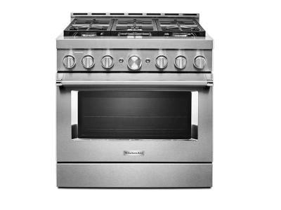 36" KithenAid Smart Commercial-Style Gas Range With 6 Burners - KFGC506JSS