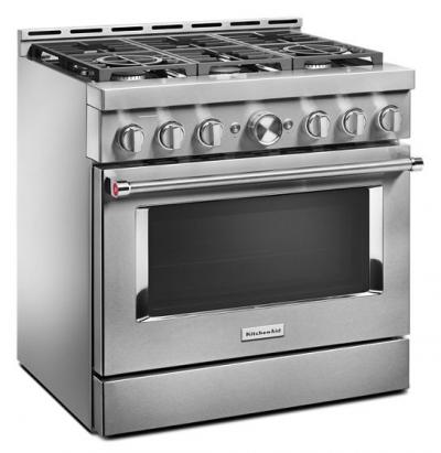 36" KithenAid Smart Commercial-Style Gas Range With 6 Burners - KFGC506JSS