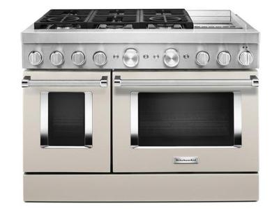 48" KitchenAid 6.3 Cu. Ft. Smart Commercial-Style Dual Fuel Range With Griddle In Matte Milkshake - KFDC558JMH