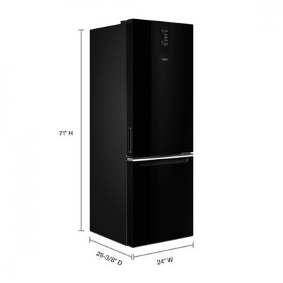 24" Whirlpool 12.9 Cu. Ft. Bottom Freezer Refrigerator In Black - WRB533CZJB