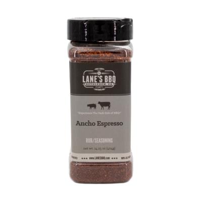 Lane's BBQ Ancho Espresso Rub -  Available in 4.0oz for $11.99 & 14.25oz for $32.99