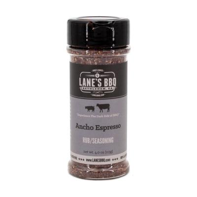 Lane's BBQ Ancho Espresso Rub -  Available in 4.0oz for $11.99 & 14.25oz for $32.99