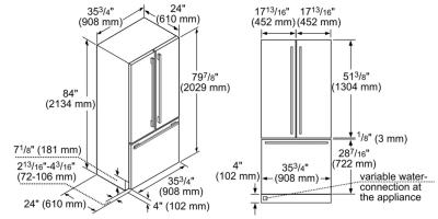 36" Thermador Masterpiece Series Built-in French Door Bottom Freezer Refrigerator - T36BT915NS