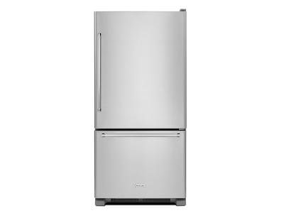 33" KitchenAid 22 cu.ft. Full Depth Non Dispense Bottom Mount Refrigerator KRBR102ESS