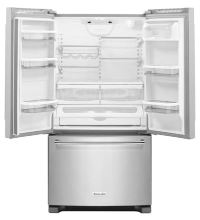 36" KitchenAid 25 cu. ft. Standard Depth French Door Refrigerator with Interior Dispense - KRFF305ESS