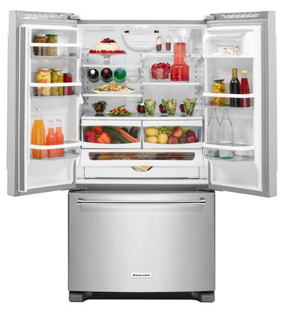 36" KitchenAid 25 Cu. Ft. Standard Depth French Door Refrigerator with Interior Dispense - KRFF305ESS