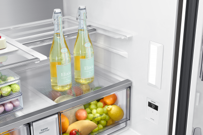 36" Samsung 22.8 Cu. Ft. Bespoke 4-Door Flex French Door Refrigerators With White Glass Panel - F-RF23A9673535