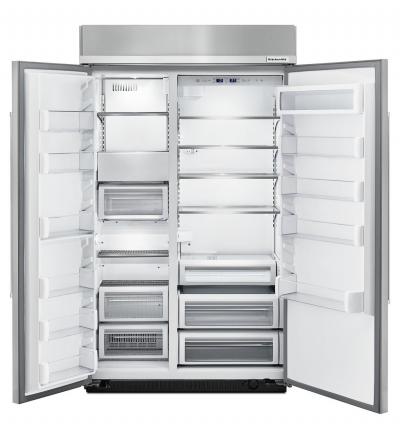 48" KitchenAid 30.0 Cu. Ft. Built-In Side by Side Refrigerator With PrintShield Finish - KBSN608EBS