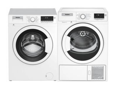 24" Blomberg 2.5 Cu. Ft. Front Load Washer With White Door Ring and 4.1 Cu. Ft. Ventless Heat Pump Dryer - WM98200SX2-DHP24400W