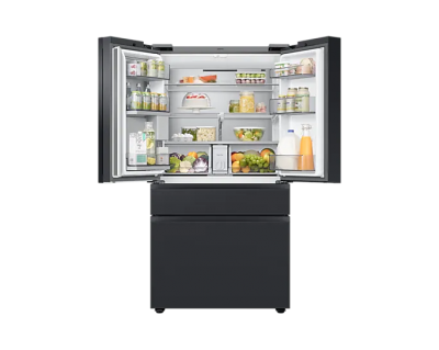 36" Samsung 22.5 Cu. Ft. Bespoke 4-Door Family Hub Counter-Depth French Door Refrigerator with Charcoal Panels - F-RF23BB893333