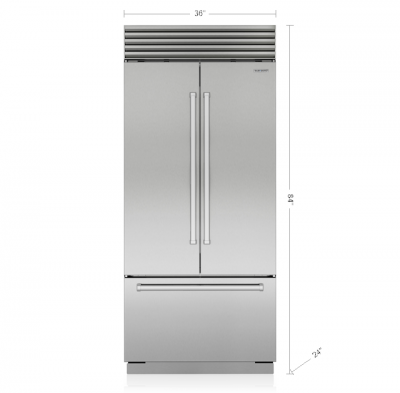 36" SubZero Classic French Door Refrigerator With Pro Handle in Stainless Steel  - CL3650UFD/S/P