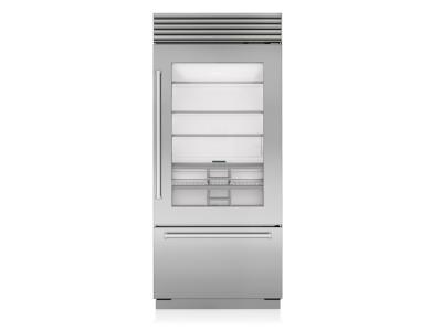36" SubZero Pro Handle Right Hinge Classic Over-and-under Refrigerator With Glass Door - CL3650UA/S/P/R