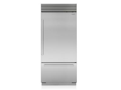 36" SubZero Tubular Handle Left Hinge Classic Over-and-Under Refrigerator With Internal Dispenser - CL3650UID/S/T/L
