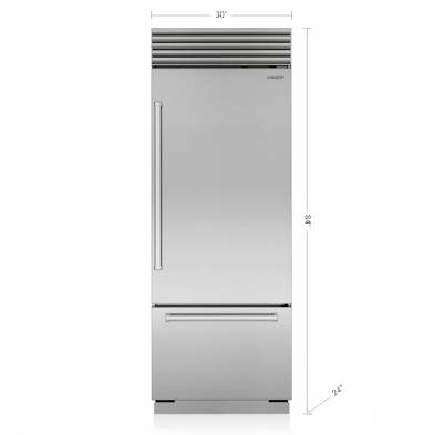 30" SubZero Tubular Handle Right Hinge Classic Over-and-Under Refrigerator With Internal Dispenser - CL3050UID/S/T/R