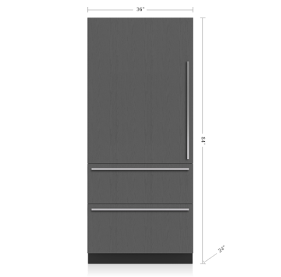 36" SubZero Designer Left Hinge Over-and-Under Refrigerator with Ice Maker - DET3650CI/L