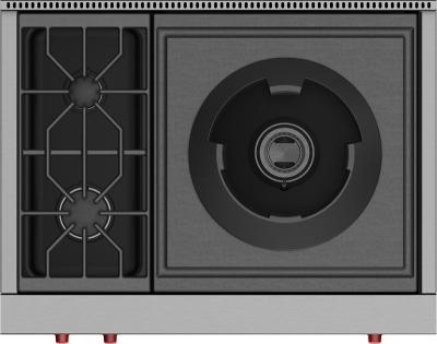 36" Wolf Sealed Burner Rangetop With 2 Burners and Wok Burner - SRT362W-LP