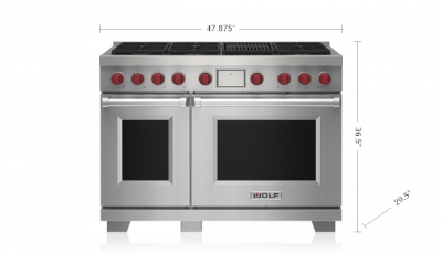 48" Wolf 7.8 Cu. Ft. Dual Fuel Range with 6 Burners and Infrared Charbroiler - DF48650C/S/P/LP