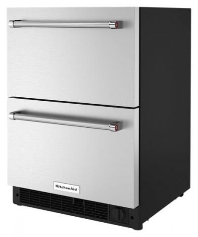 24" Kitchenaid 4.29 Cu. Ft. Undercounter Double-Drawer Refrigerator in Stainless Steel - KUDF204KSB