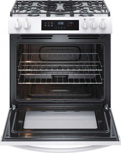 30" Frigidaire Front Control Freestanding Gas Range in White - FCFG3062AW