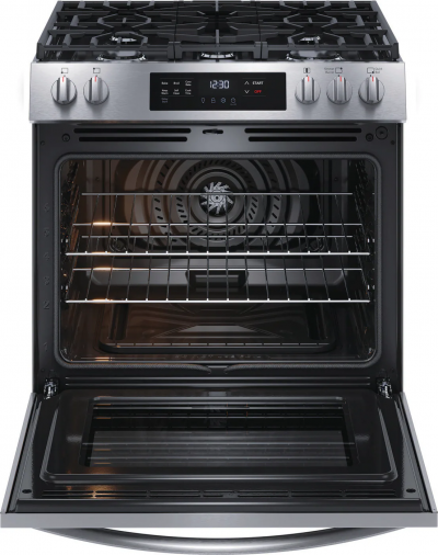 30" Frigidaire Front Control Freestanding Gas Range in Stainless Steel - FCFG3083AS