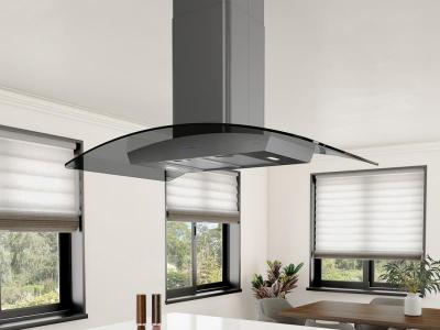 42" Zephyr Ravenna Island Mount Range Hood in Black Stainless Steel - ZRE-E42BBSGG