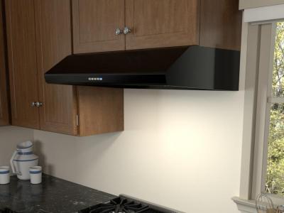 36" Zephyr Hurricane Under Cabinet Range Hood in Black - AK2536CB