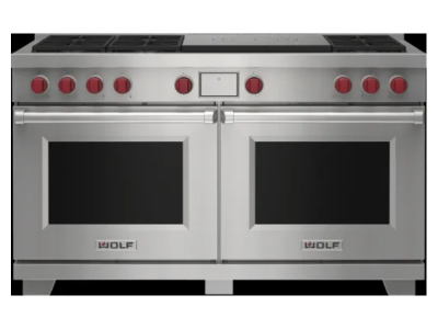 60" Wolf 9 Cu. Ft. Dual Fuel Range with 6 Burners and French Top - DF60650F/S/P